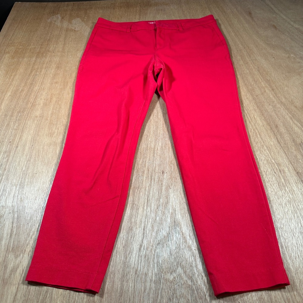 Old Navy Pixie Pants Womens 12 Red Mid Rise Slim Ankle Stretch Workwear Solid